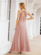 Numbersea Double Spaghetti Straps Bridesmaid Dresses for Women Long Formal Party Dress Side Split 28051