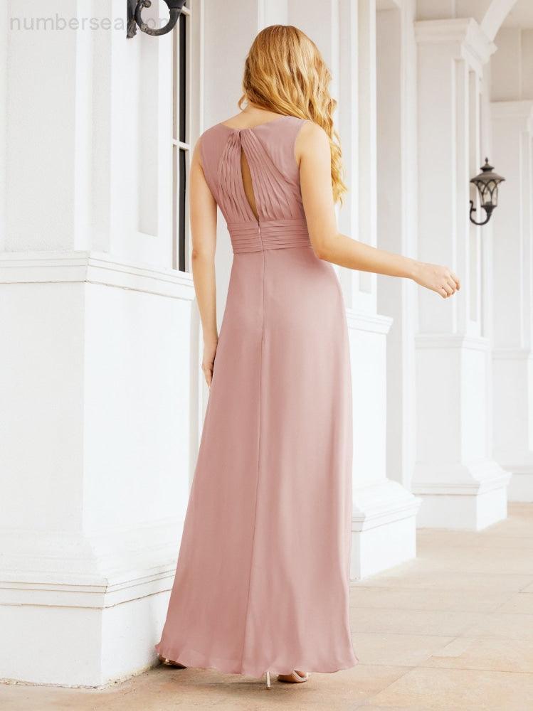 Formal Prom Gown Elegant V-Neck Sleeveless Bridesmaid Dresses for Wedding Party 28037