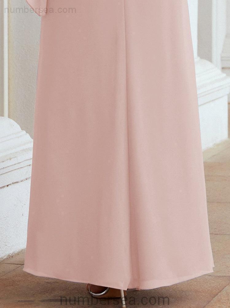 Numbersea Formal Party Gown Dress Long Mother of The Bride Dresses with Ruffle Cape 28026