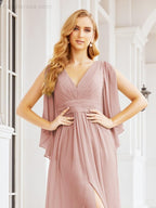 Numbersea Bridesmaid Dresses with Split for Wedding Party Flutter Sleeves 28045