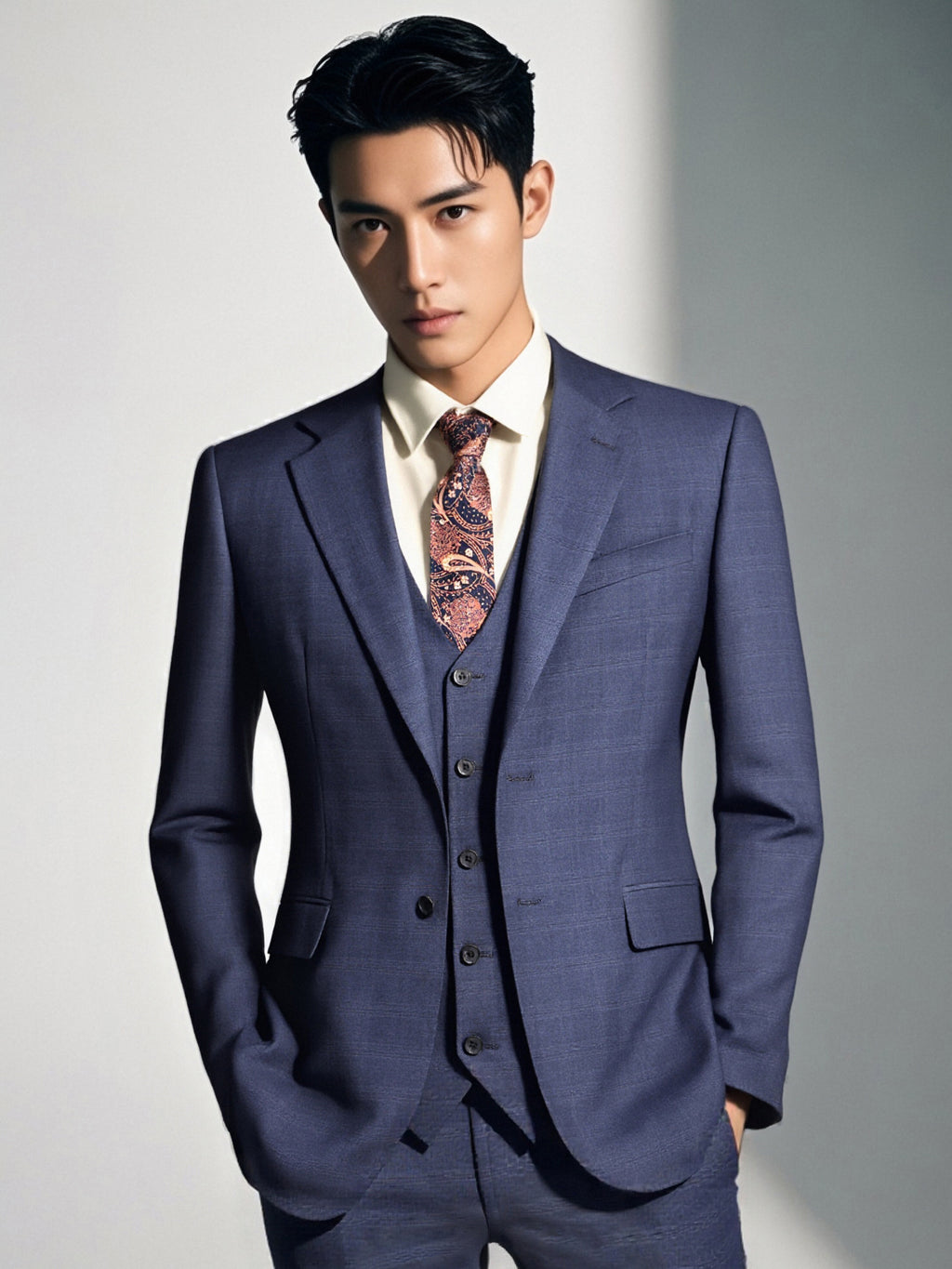 Diberon Men's Wedding Dress Business Formal Three-piece Slim Groomsman Groom Wedding Dress