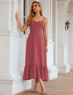 Numbersea  Spaghetti Strap Chiffon Bridesmaid Dress Ankle Length Formal A Line Cocktail Party Homecoming Dress for Juniors  SEA28028