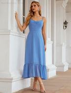Numbersea  Spaghetti Strap Chiffon Bridesmaid Dress Ankle Length Formal A Line Cocktail Party Homecoming Dress for Juniors  SEA28028