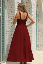 Numbersea Women Halter Chiffon Bridesmaid Dress A-line Long Formal Prom Gown SEA28015