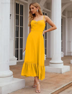 Numbersea  Spaghetti Strap Chiffon Bridesmaid Dress Ankle Length Formal A Line Cocktail Party Homecoming Dress for Juniors  SEA28028