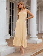 Numbersea  Spaghetti Strap Chiffon Bridesmaid Dress Ankle Length Formal A Line Cocktail Party Homecoming Dress for Juniors  SEA28028