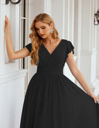 Numbersea V-Neck Bridesmaid Dress Floor Length Backless Formal Evening Dress 28024