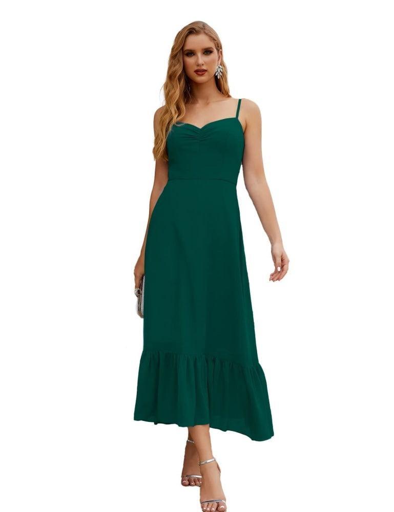 Numbersea  Spaghetti Strap Chiffon Bridesmaid Dress Ankle Length Formal A Line Cocktail Party Homecoming Dress for Juniors  SEA28028