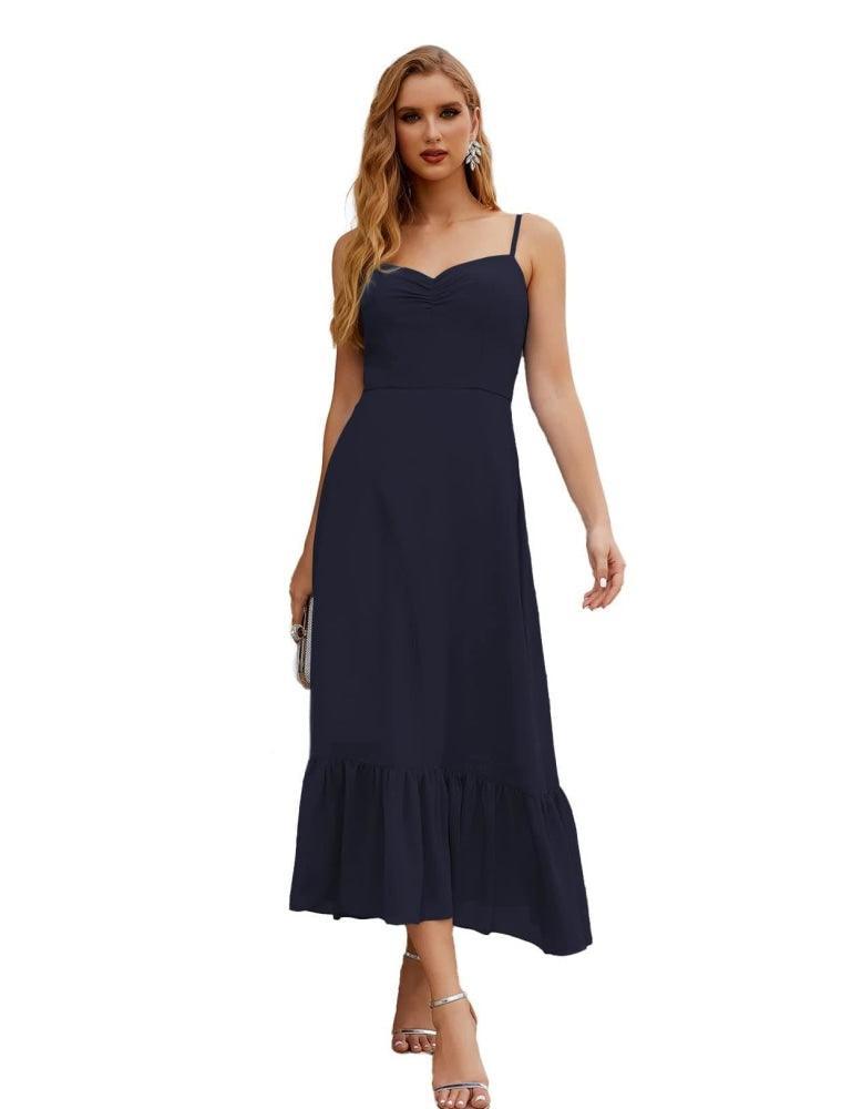 Numbersea  Spaghetti Strap Chiffon Bridesmaid Dress Ankle Length Formal A Line Cocktail Party Homecoming Dress for Juniors  SEA28028