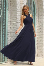 Numbersea Women Halter Chiffon Bridesmaid Dress A-line Long Formal Prom Gown SEA28015