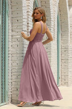 Numbersea Women Halter Chiffon Bridesmaid Dress A-line Long Formal Prom Gown SEA28015