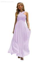 Numbersea Women Halter Chiffon Bridesmaid Dress A-line Long Formal Prom Gown SEA28015