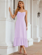 Numbersea  Spaghetti Strap Chiffon Bridesmaid Dress Ankle Length Formal A Line Cocktail Party Homecoming Dress for Juniors  SEA28028