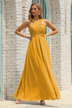 Numbersea Women Halter Chiffon Bridesmaid Dress A-line Long Formal Prom Gown SEA28015