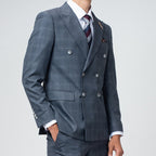 Double breasted suit men's suit slim fit Korean style trendy wedding groom British dress casual plus size men's suit