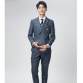 Double breasted suit men's suit slim fit Korean style trendy wedding groom British dress casual plus size men's suit