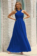 Numbersea Women Halter Chiffon Bridesmaid Dress A-line Long Formal Prom Gown SEA28015