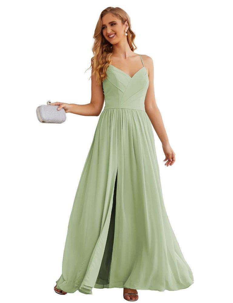 Numbersea Spaghetti Strap Bridesmaid Dresses Long Formal Party Prom Gowns 28060