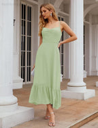 Numbersea  Spaghetti Strap Chiffon Bridesmaid Dress Ankle Length Formal A Line Cocktail Party Homecoming Dress for Juniors  SEA28028