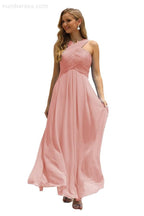 Numbersea Women Halter Chiffon Bridesmaid Dress A-line Long Formal Prom Gown SEA28015