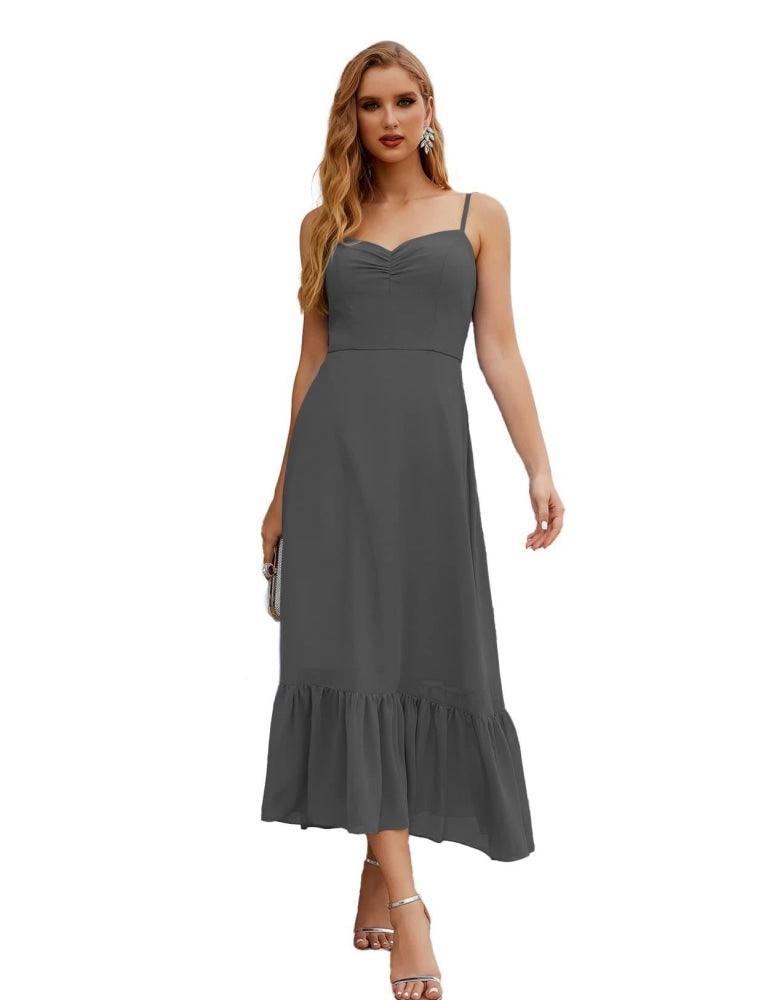 Numbersea  Spaghetti Strap Chiffon Bridesmaid Dress Ankle Length Formal A Line Cocktail Party Homecoming Dress for Juniors  SEA28028
