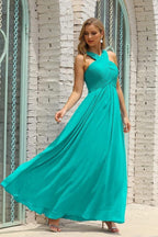 Numbersea Women Halter Chiffon Bridesmaid Dress A-line Long Formal Prom Gown SEA28015