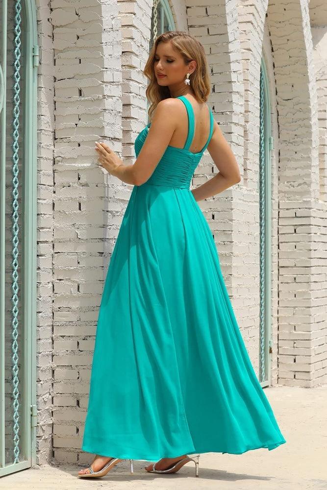 Numbersea Women Halter Chiffon Bridesmaid Dress A-line Long Formal Prom Gown SEA28015