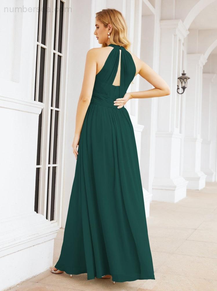 Numbersea Halter Sleeveless Bridesmaid Dresses Long for Party Wedding Evening 28054