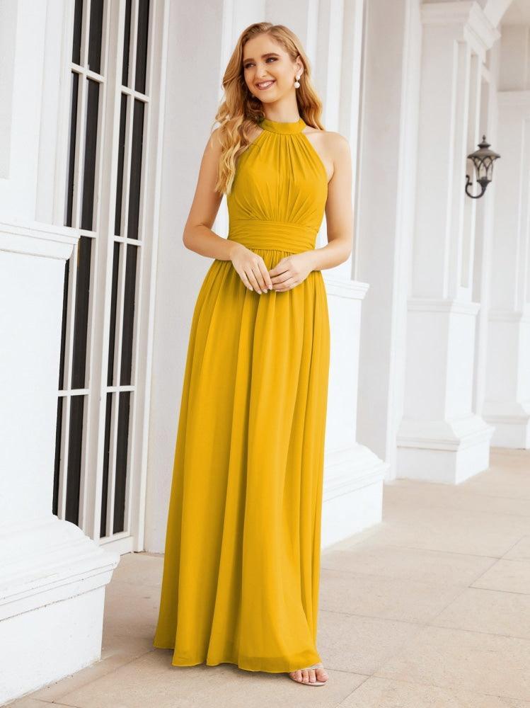 Numbersea Halter Sleeveless Bridesmaid Dresses Long for Party Wedding Evening 28054