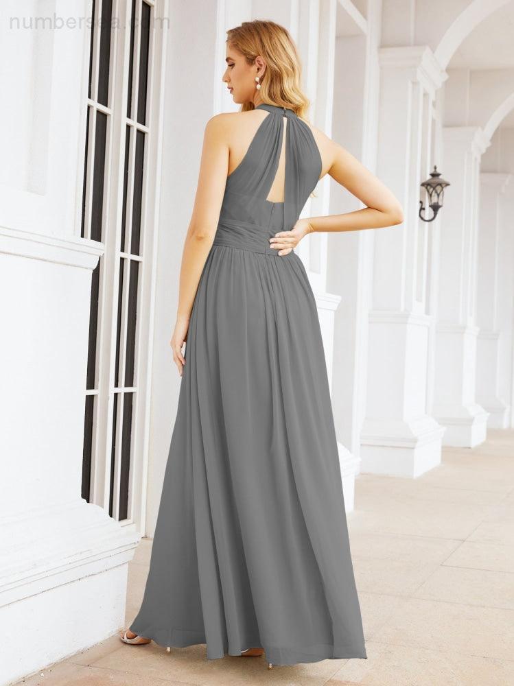 Numbersea Halter Sleeveless Bridesmaid Dresses Long for Party Wedding Evening 28054