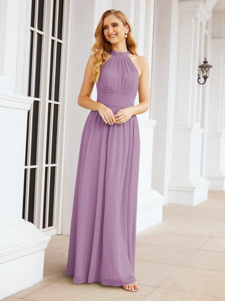 Numbersea Halter Sleeveless Bridesmaid Dresses Long for Party Wedding Evening 28054