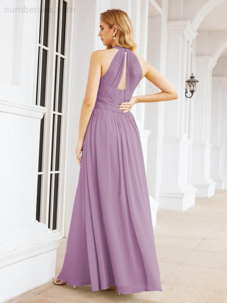 Numbersea Halter Sleeveless Bridesmaid Dresses Long for Party Wedding Evening 28054
