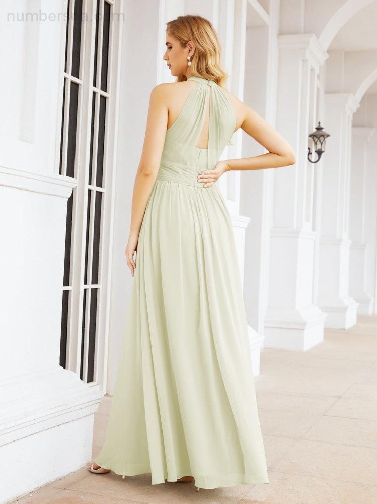 Numbersea Halter Sleeveless Bridesmaid Dresses Long for Party Wedding Evening 28054