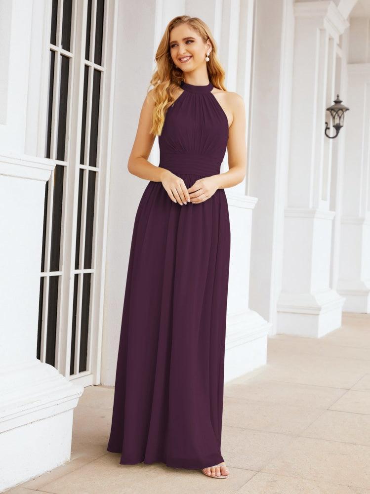 Numbersea Halter Sleeveless Bridesmaid Dresses Long for Party Wedding Evening 28054