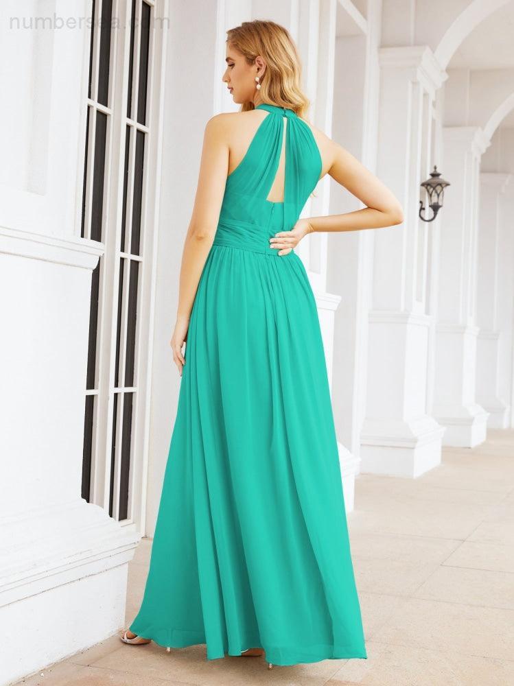 Numbersea Halter Sleeveless Bridesmaid Dresses Long for Party Wedding Evening 28054
