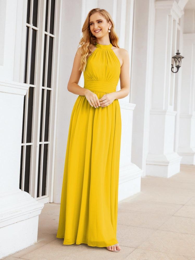 Numbersea Halter Sleeveless Bridesmaid Dresses Long for Party Wedding Evening 28054