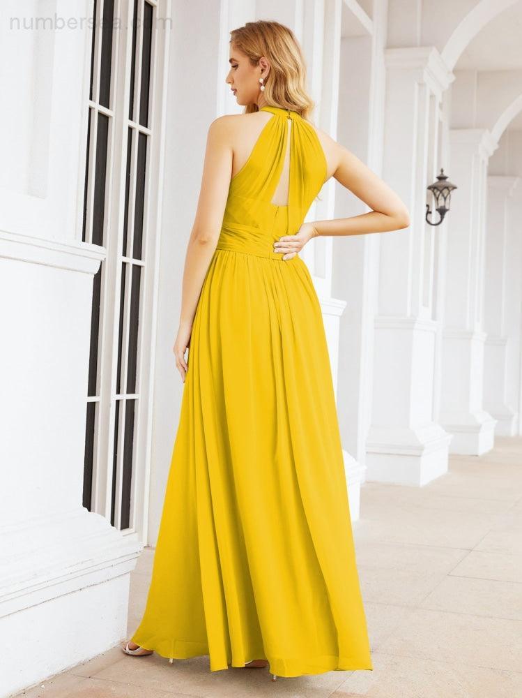 Numbersea Halter Sleeveless Bridesmaid Dresses Long for Party Wedding Evening 28054