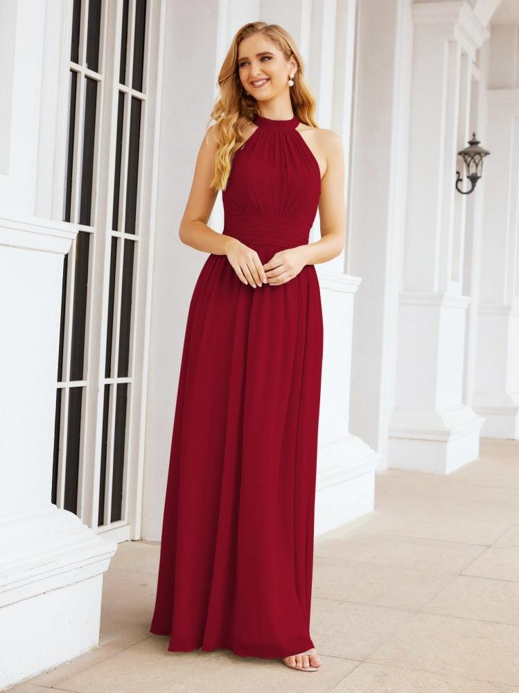 Numbersea Halter Sleeveless Bridesmaid Dresses Long for Party Wedding Evening 28054