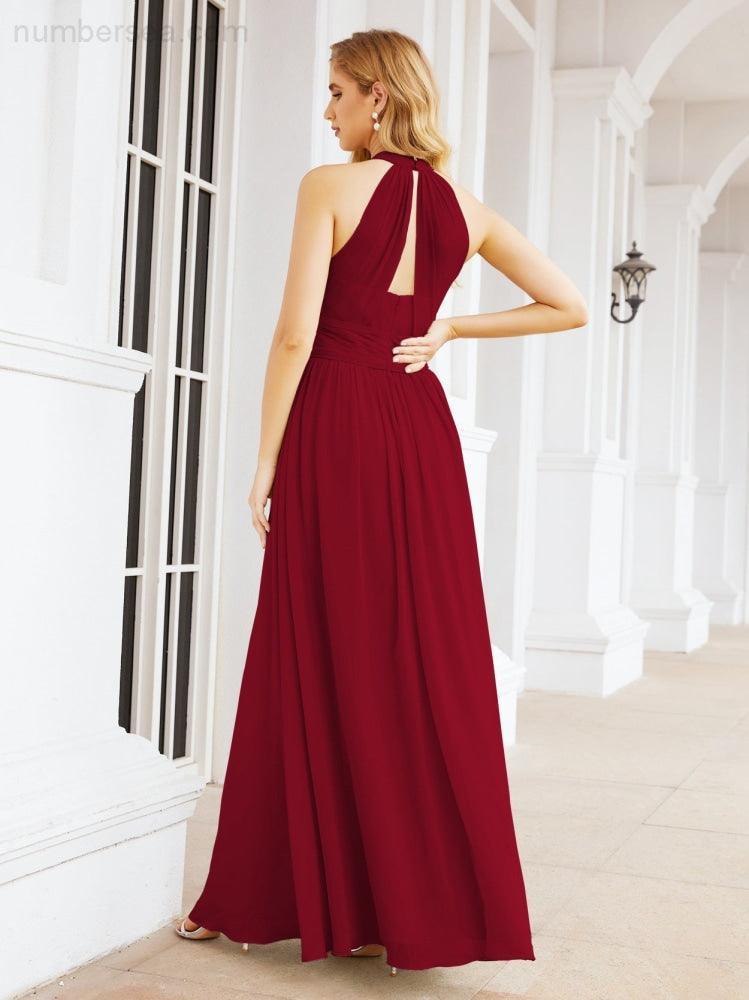 Numbersea Halter Sleeveless Bridesmaid Dresses Long for Party Wedding Evening 28054