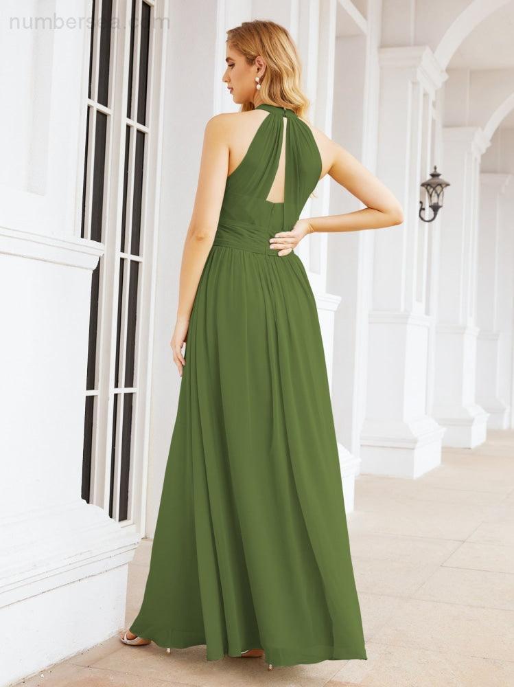 Numbersea Halter Sleeveless Bridesmaid Dresses Long for Party Wedding Evening 28054