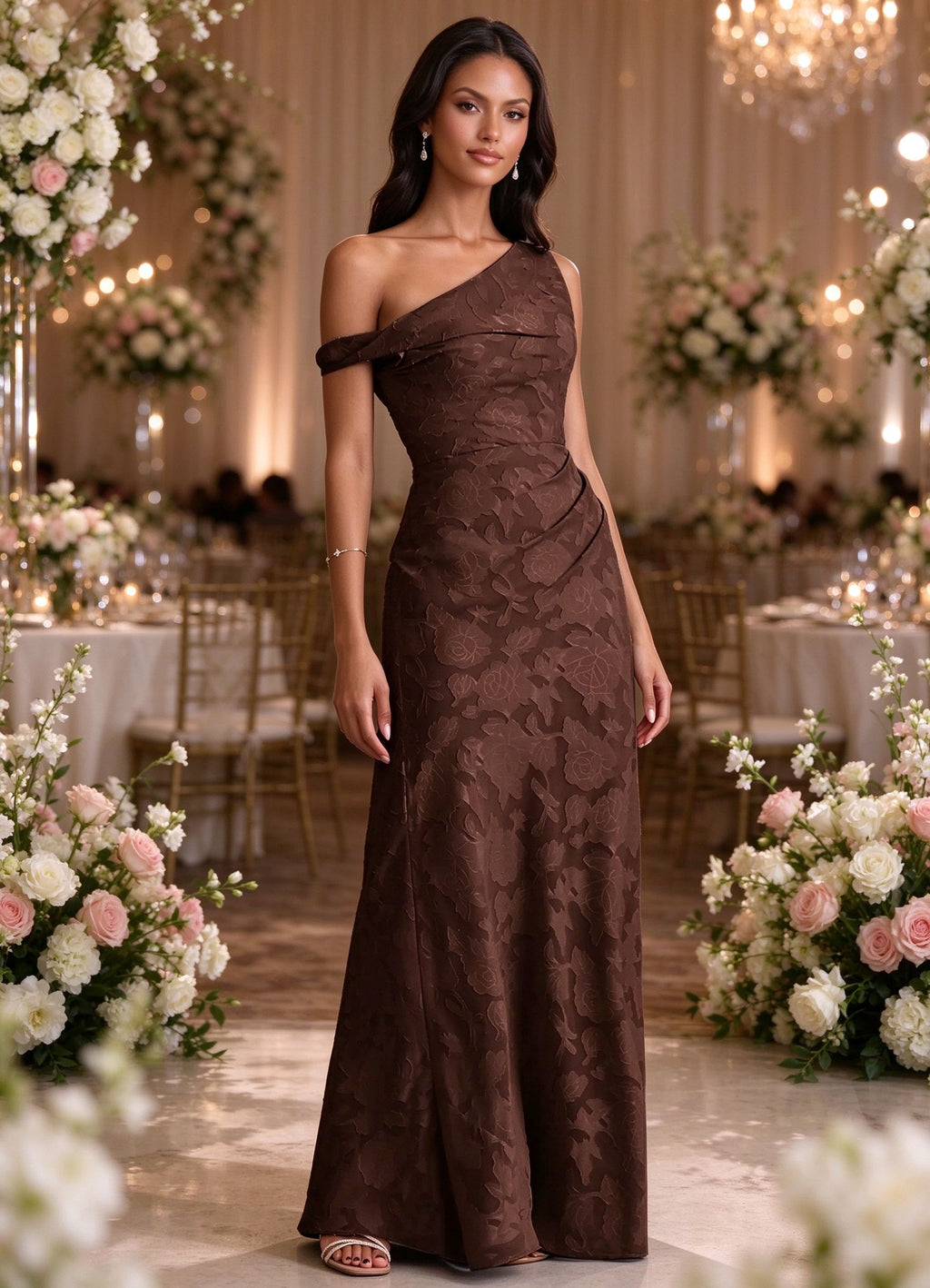 Floral Prom Dresses Mermaid One Shoulder Bridesmaid Dress
