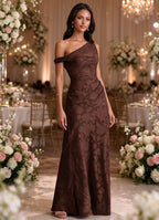 Floral Prom Dresses Mermaid One Shoulder Bridesmaid Dress