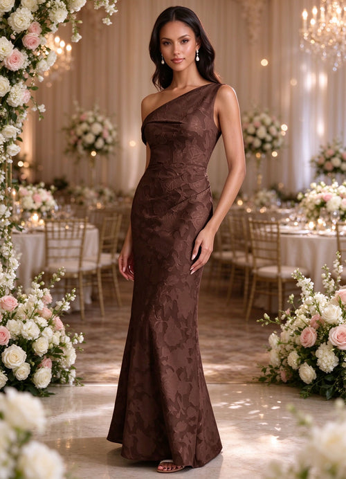 Floral Prom Dresses Mermaid One Shoulder Bridesmaid Dress