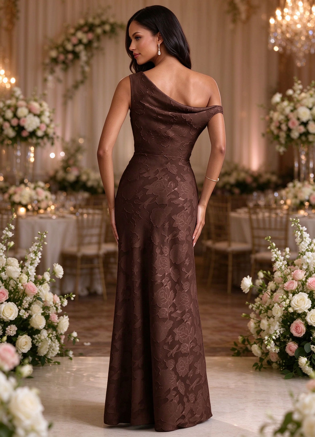 Floral Prom Dresses Mermaid One Shoulder Bridesmaid Dress