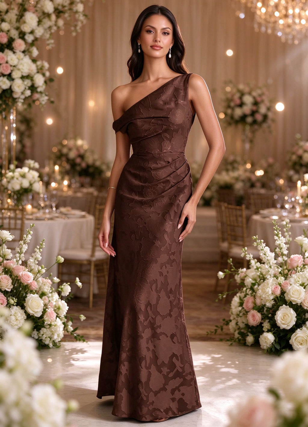Floral Prom Dresses Mermaid One Shoulder Bridesmaid Dress