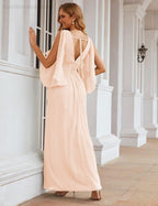 Numbersea Chiffon Bridesmaid Dresses with Split for Women Wedding Long Party Prom Gown Flutter Sleeve SEA28045