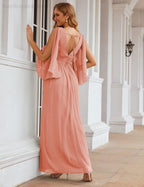Numbersea Chiffon Bridesmaid Dresses with Split for Women Wedding Long Party Prom Gown Flutter Sleeve SEA28045