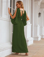 Numbersea Chiffon Bridesmaid Dresses with Split for Women Wedding Long Party Prom Gown Flutter Sleeve SEA28045