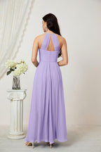 Numbersea Chiffon Halter Bridesmaid Dresses Long A-Line Formal Evening Dress 2805