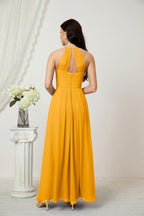 Numbersea Chiffon Halter Bridesmaid Dresses Long A-Line Formal Evening Dress 2805